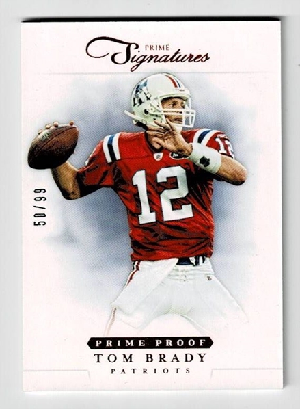 Tom Brady 2012 Prime Signatures Red Prime Proof Serial Numbered 50/99